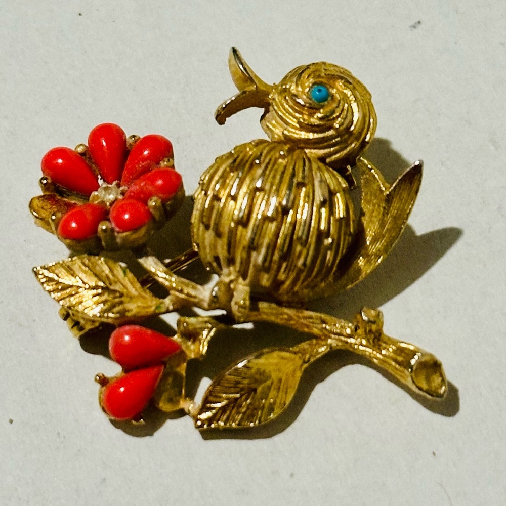 Vintage MYLU Bird on Branch Brooch